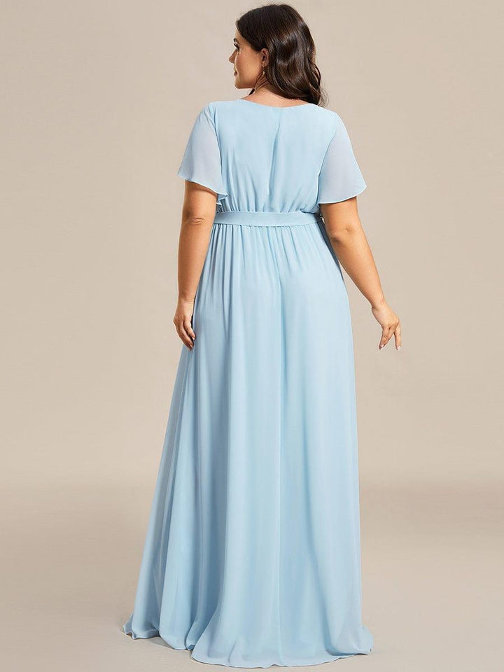 Mintgrünes Damen Maxikleid A-Linie, V-Ausschnitt, für Hochzeitsgäste & Brautjungfern.