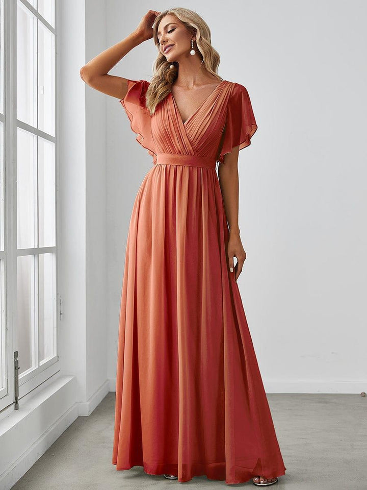 Mintgrünes Damen Maxikleid A-Linie, festlich, Flügelärmel, für Gala.