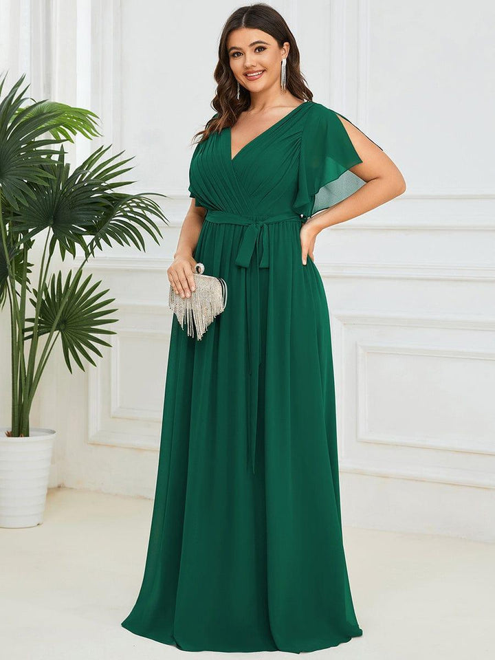Mintgrünes Abendkleid A-Linie, V-Ausschnitt, für Hochzeitsgäste & Abendmode.