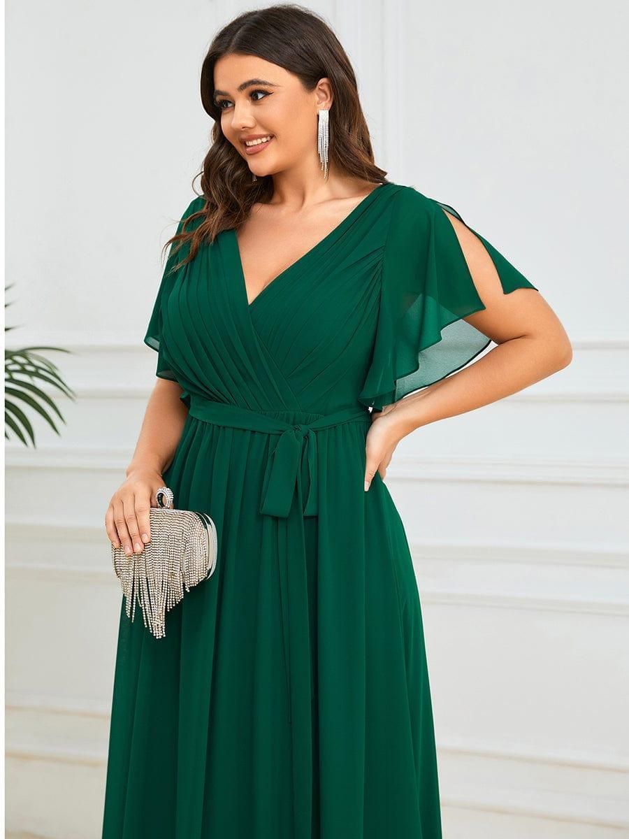 Elegantes mintgrünes A-Linie Maxikleid, Flügelärmel, für festliche Anlässe.