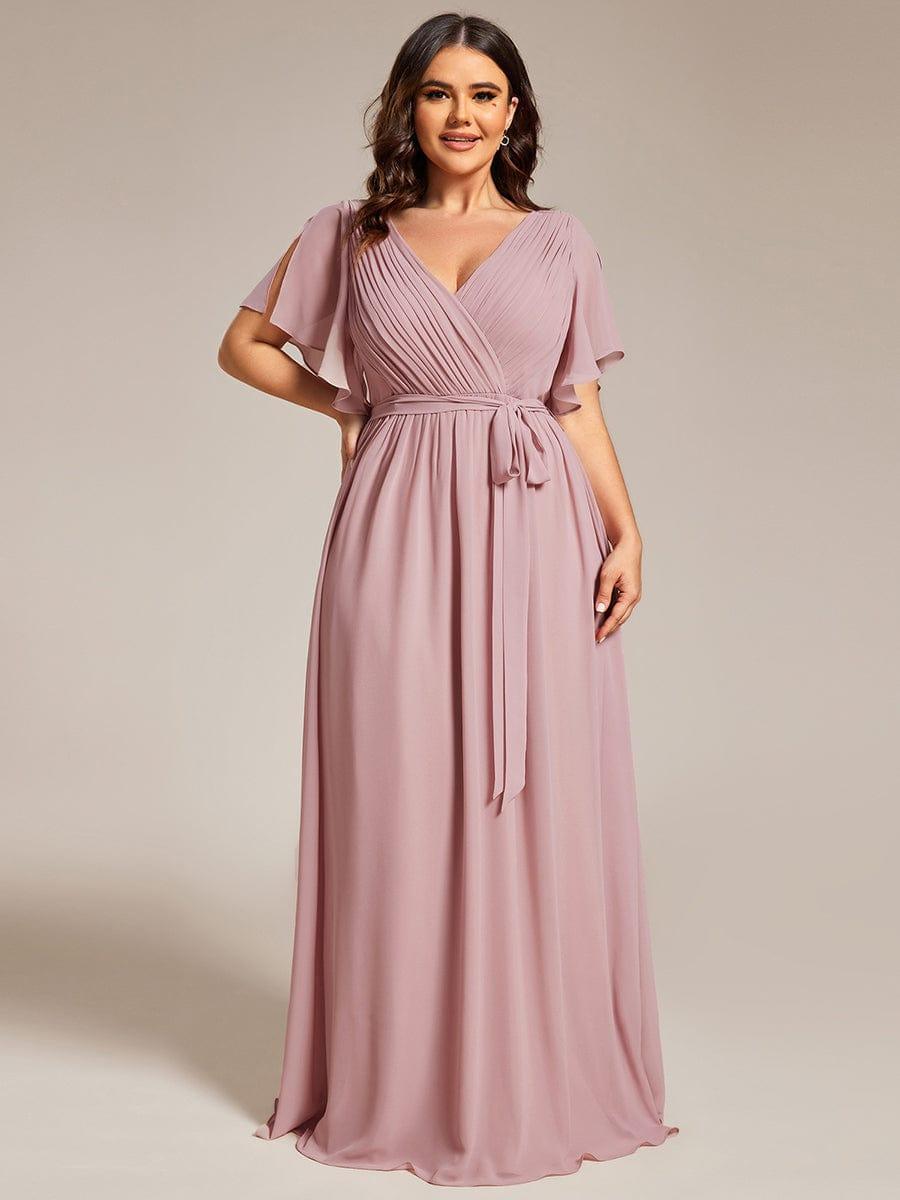 Stilvolles mintgrünes Abendkleid A-Linie, Flügelärmel, für Abendmode & Brautjungfern.