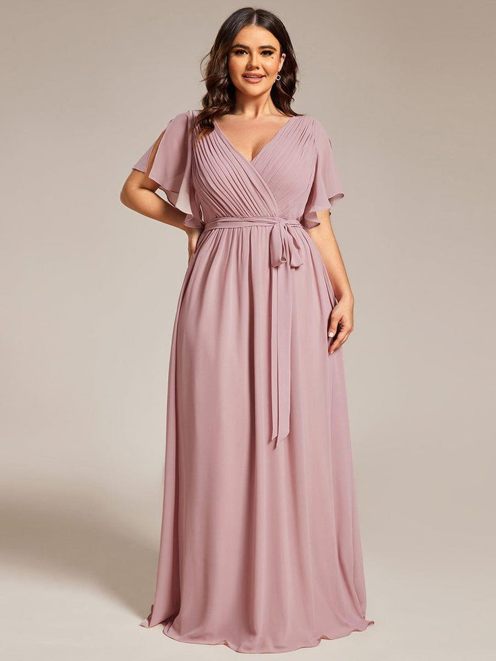 Stilvolles mintgrünes Abendkleid A-Linie, Flügelärmel, für Abendmode & Brautjungfern.