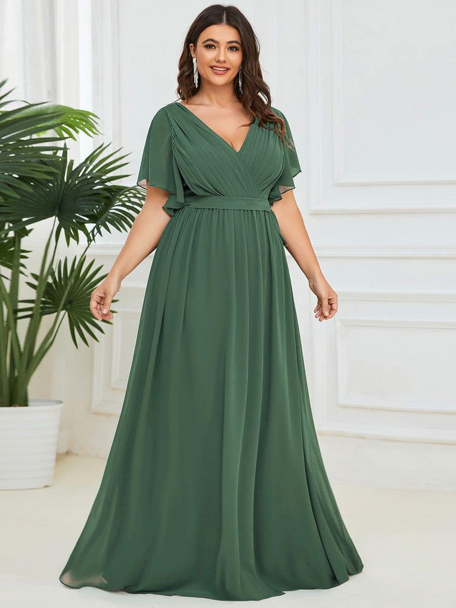 Schwarzes festliches A-Linie Maxikleid, V-Ausschnitt, für Hochzeiten & Abendmode.