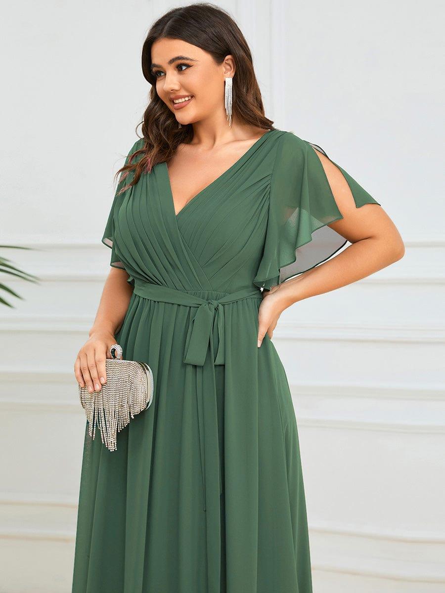 Schwarzes Abendkleid A-Linie mit V-Ausschnitt, für festliche Anlässe & Brautjungfern.