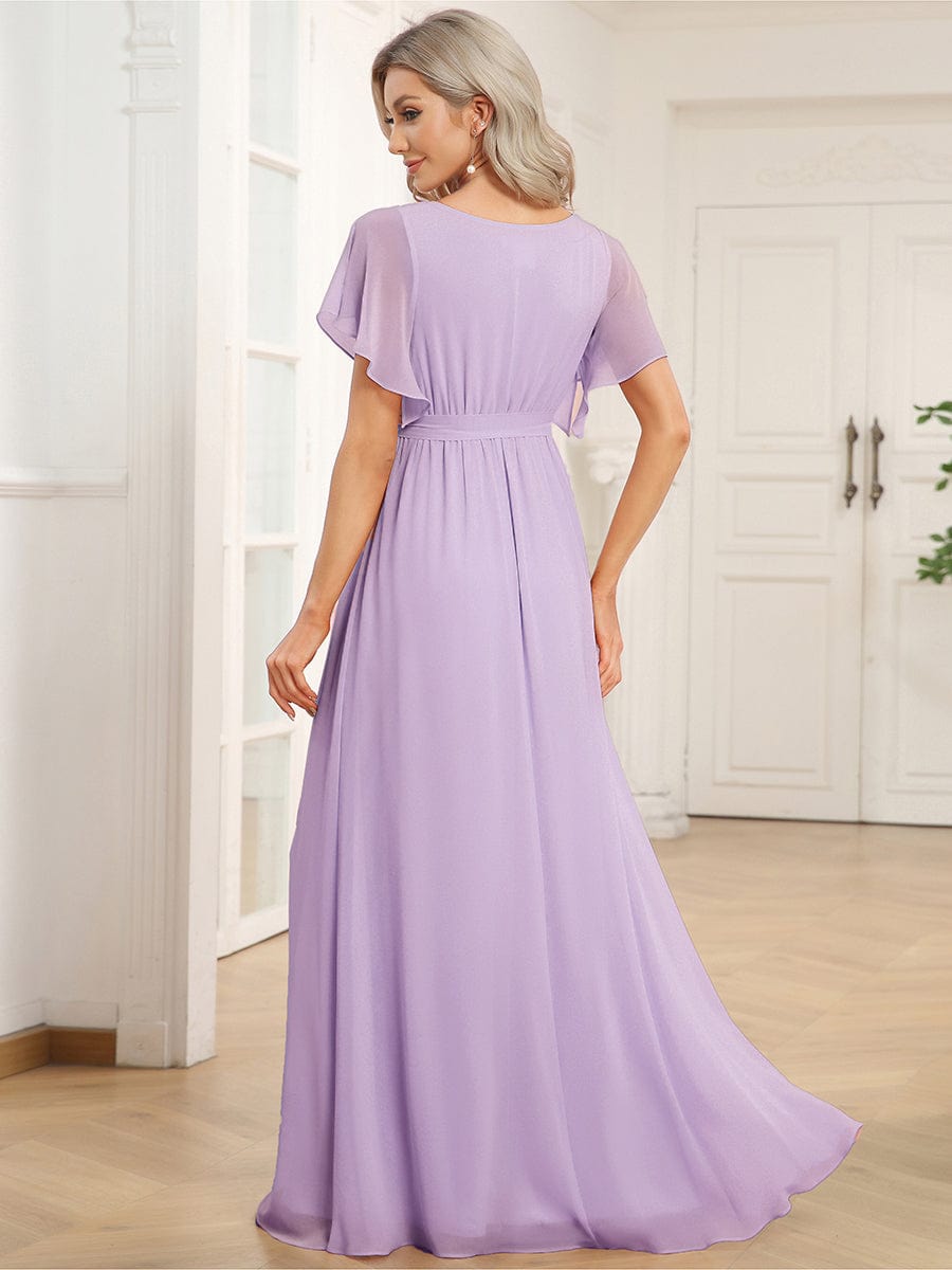 Festliches schwarzes Damen Abendkleid A-Linie, Flügelärmel, für Hochzeitsgäste.