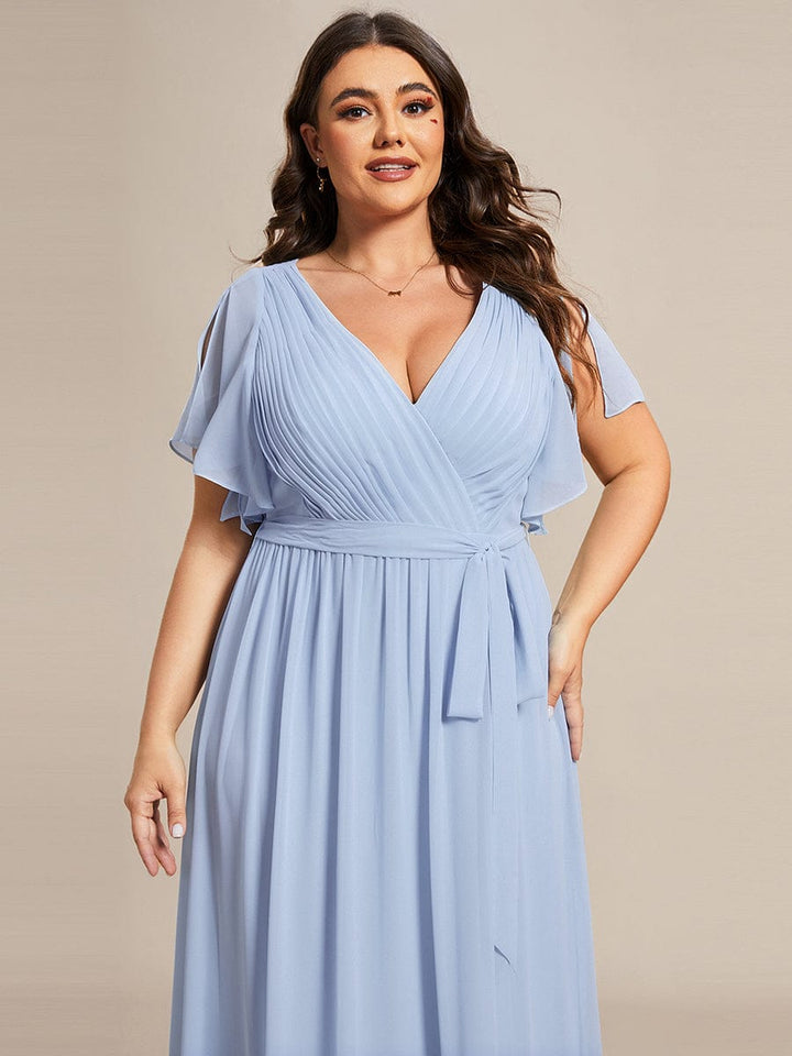 Stilvolles schwarzes Abendkleid A-Linie, Flügelärmel, für Brautjungfern & Hochzeitsgäste.