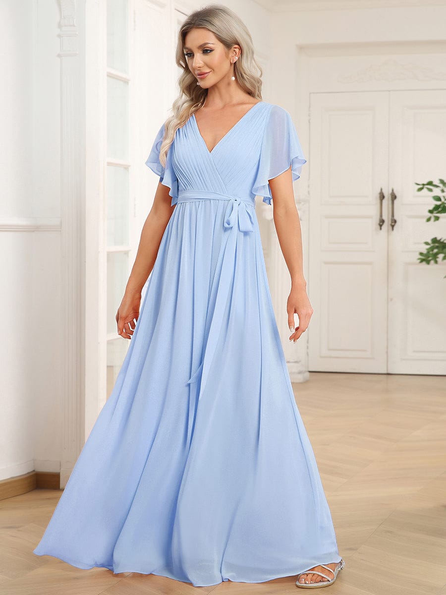 Schwarzes Damen A-Linie Maxikleid, festlich, V-Ausschnitt, für Abendmode.