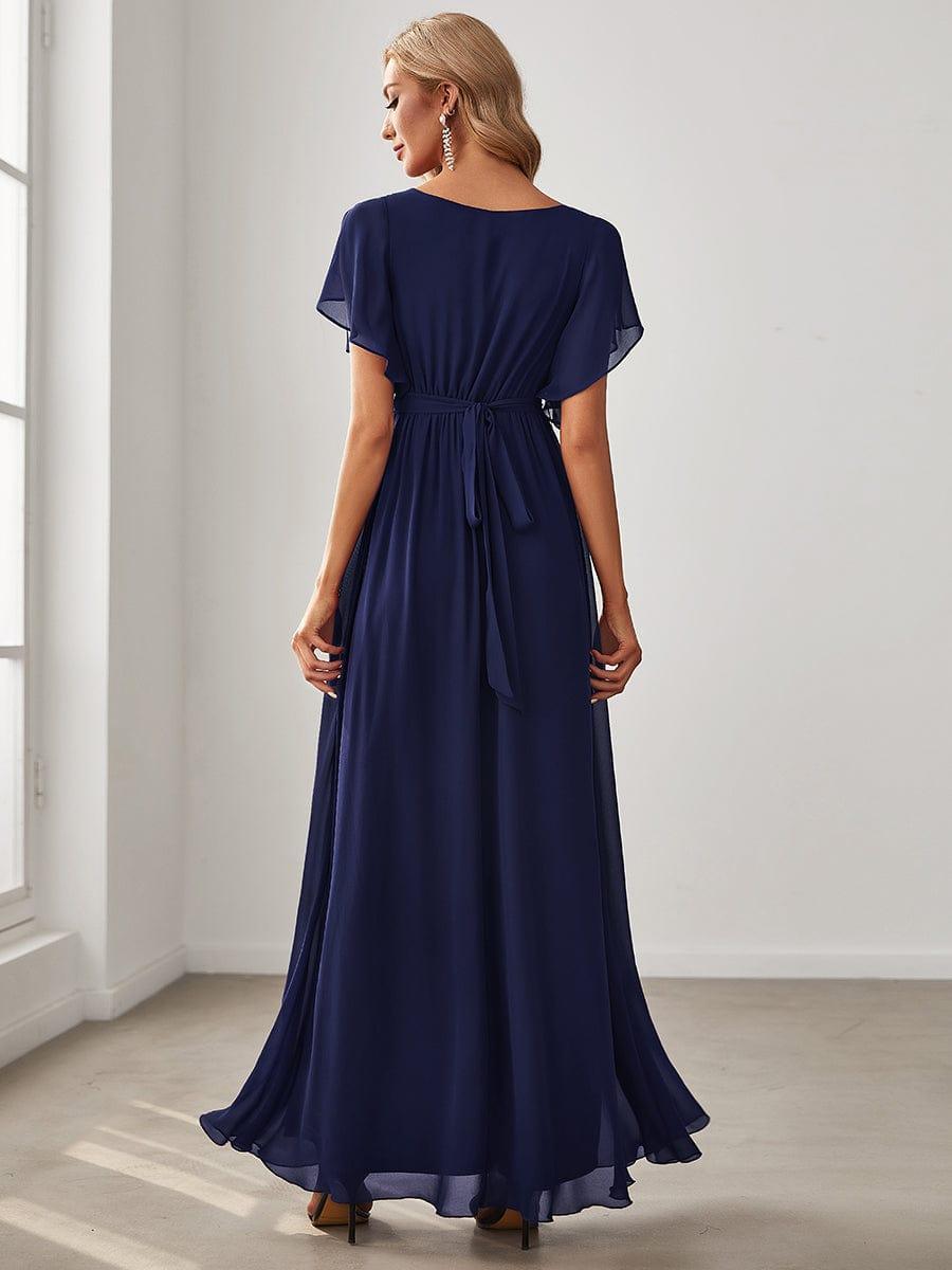 Mintgrünes festliches A-Linie Maxikleid, V-Ausschnitt, für Hochzeiten & Abendmode.