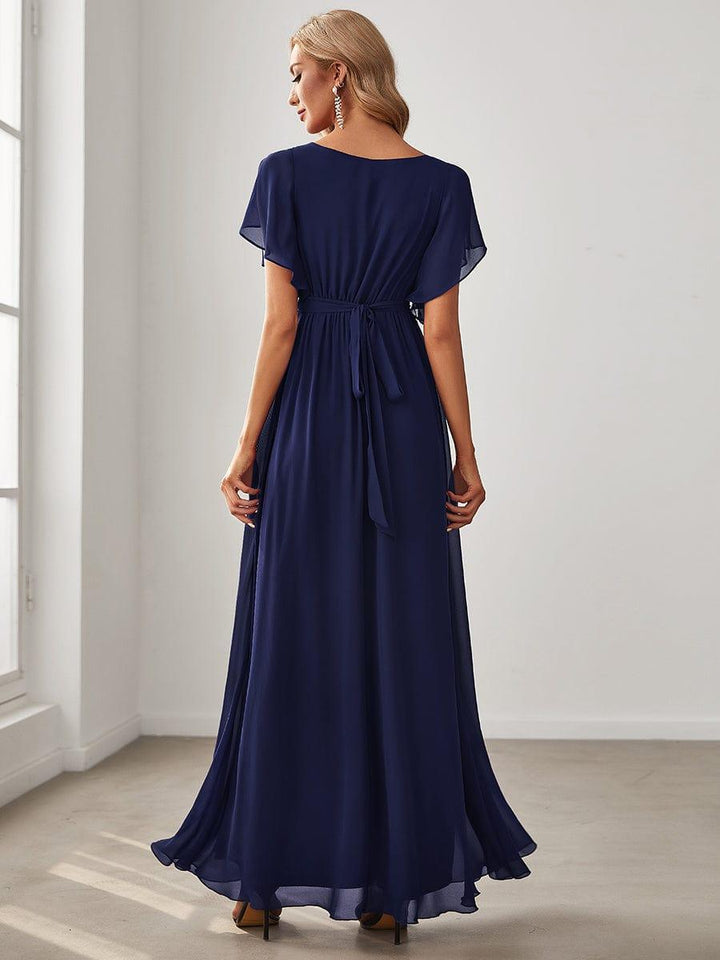 Mintgrünes festliches A-Linie Maxikleid, V-Ausschnitt, für Hochzeiten & Abendmode.