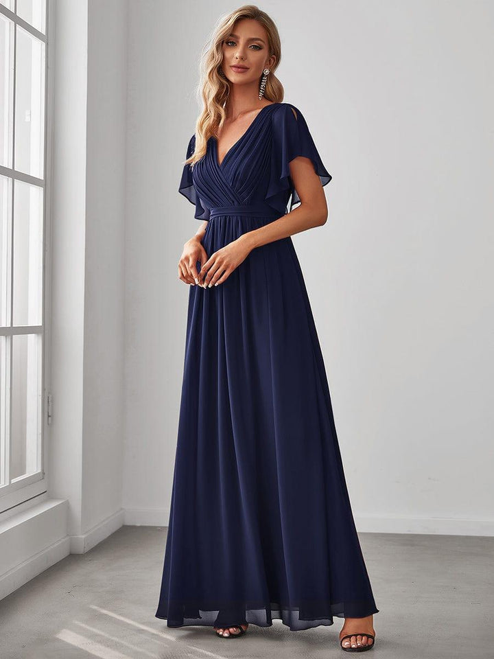 Mintgrünes Abendkleid A-Linie mit V-Ausschnitt, für festliche Anlässe & Brautjungfern.