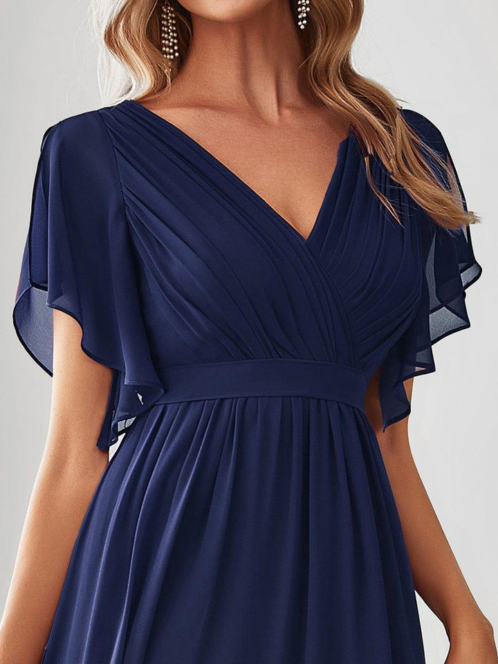 Elegantes mintgrünes Damenkleid A-Linie, Flügelärmel, für Gala & Hochzeitsgast.