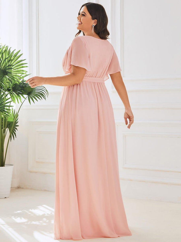 Stilvolles mintgrünes Abendkleid A-Linie, Flügelärmel, für Brautjungfern & Hochzeitsgäste.