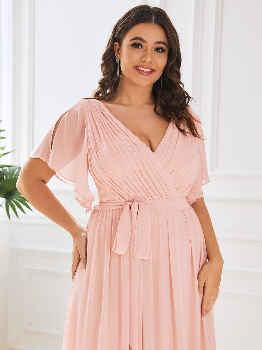 Mintgrünes Maxikleid A-Linie, elegant, V-Ausschnitt, für festliche Anlässe.