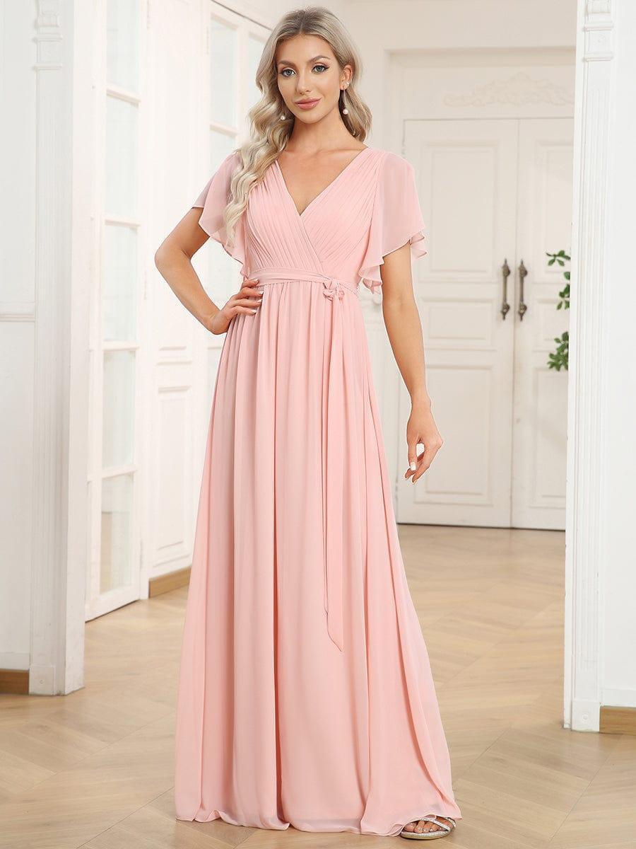Mintgrünes Maxikleid A-Linie, elegant, Flügelärmel, für Gala & Brautjungfern.