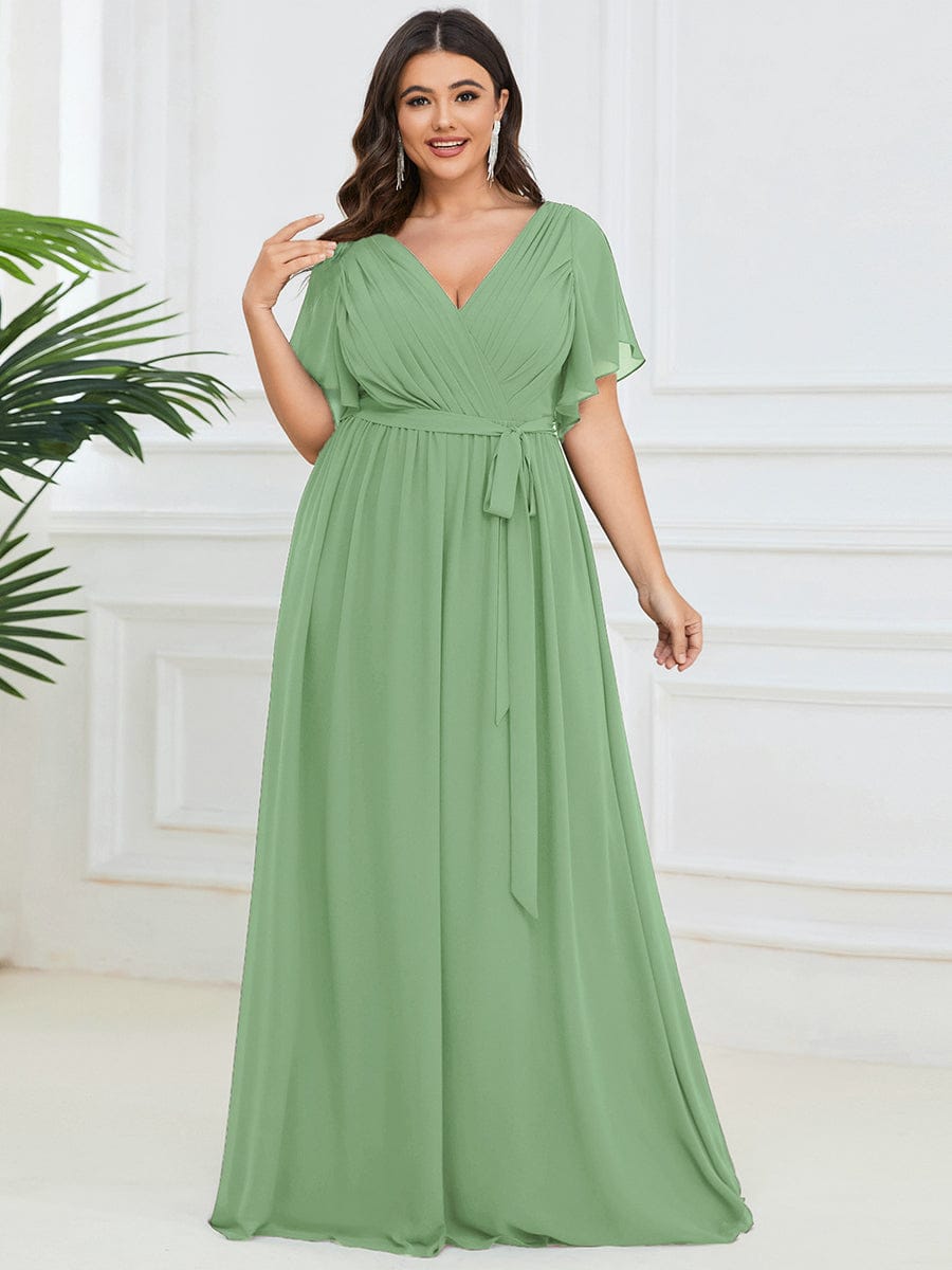 Stilvolles schwarzes Abendkleid A-Linie, Maxilänge, V-Ausschnitt, für Brautjungfern.