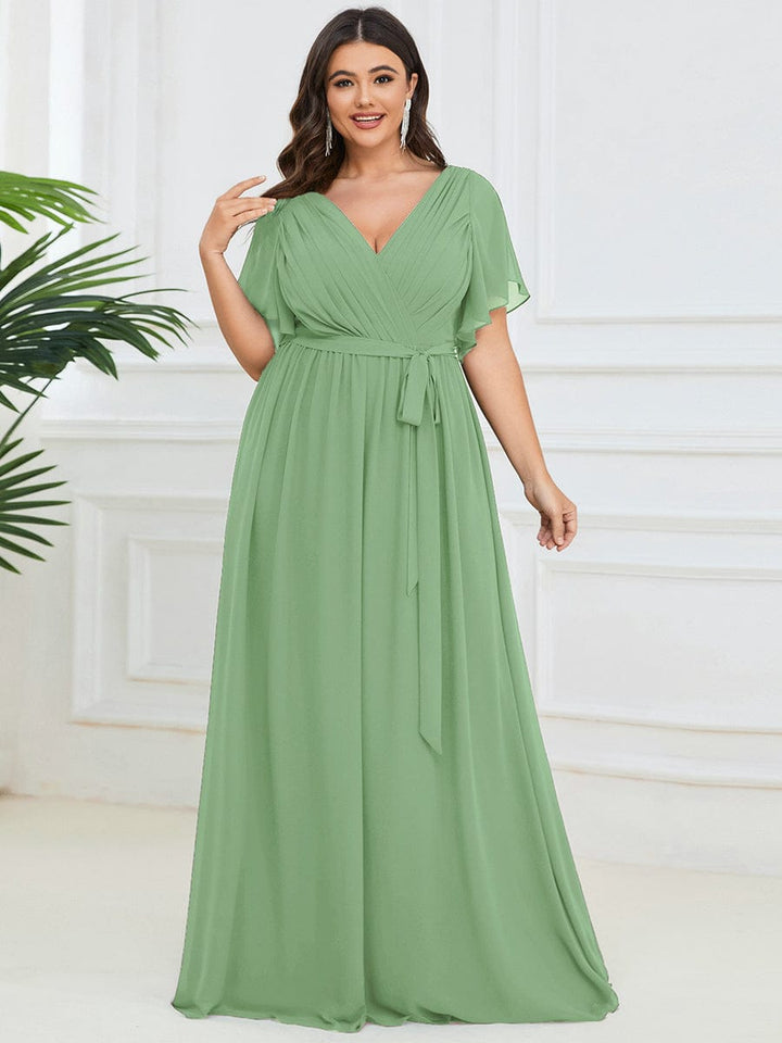 Stilvolles schwarzes Abendkleid A-Linie, Maxilänge, V-Ausschnitt, für Brautjungfern.
