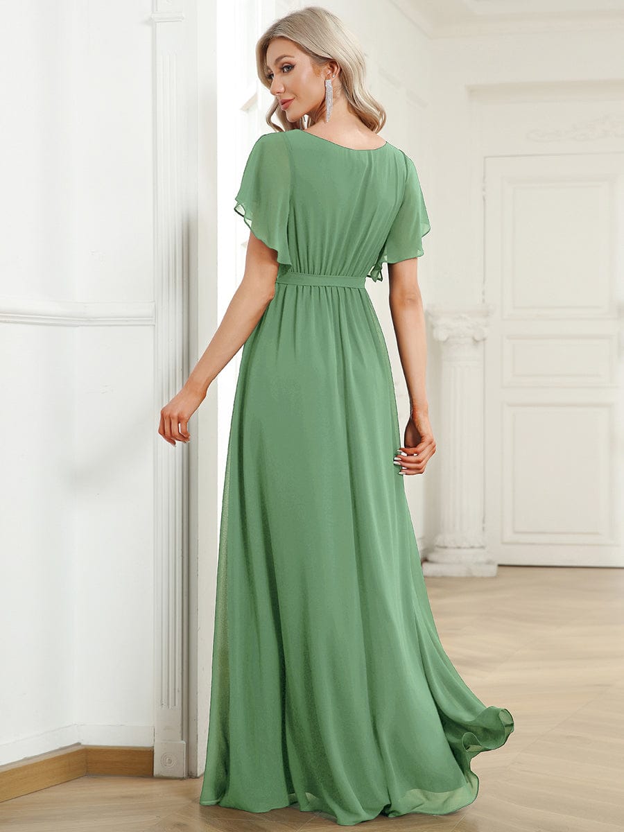 Festliches schwarzes Damenkleid A-Linie, Flügelärmel, für Brautjungfern & Hochzeitsgäste.