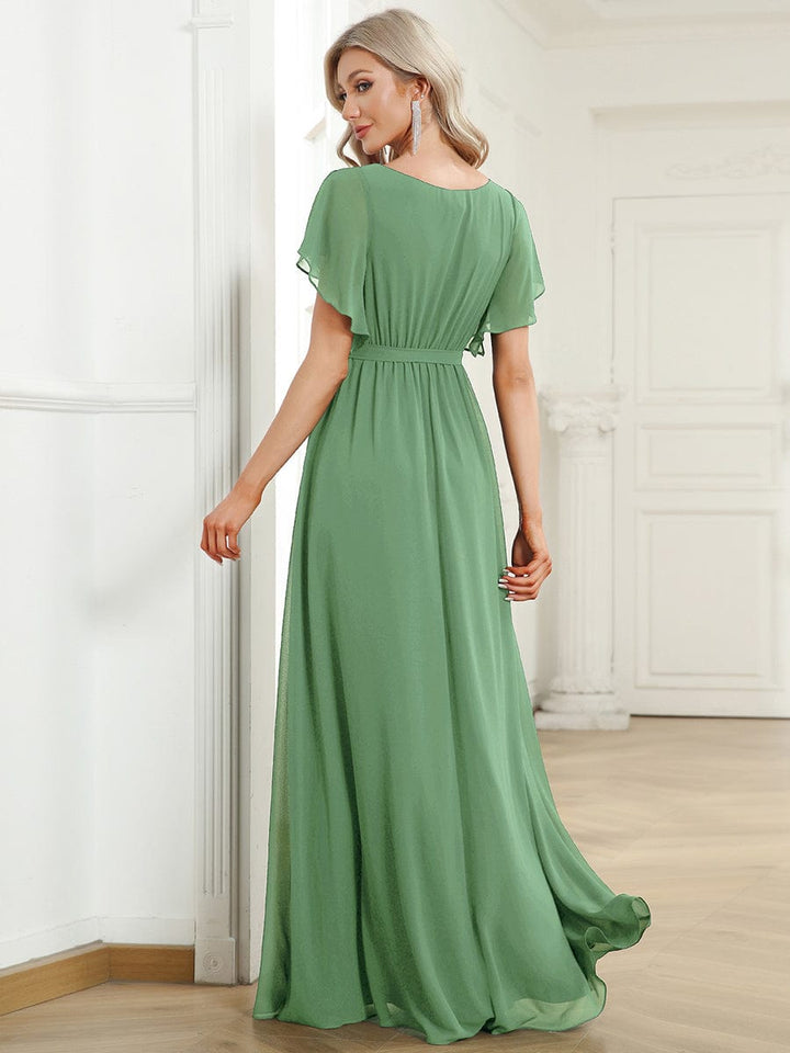 Festliches schwarzes Damenkleid A-Linie, Flügelärmel, für Brautjungfern & Hochzeitsgäste.
