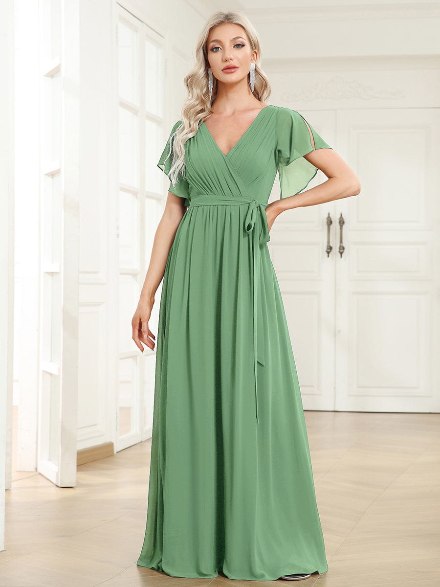 Schwarzes Maxikleid A-Linie, elegant, V-Ausschnitt, für Hochzeiten & Abendmode.