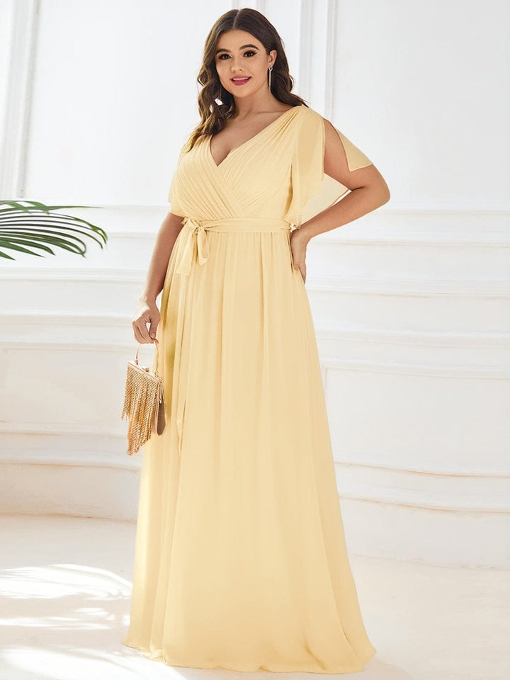 Schwarzes Damen Maxikleid A-Linie, V-Ausschnitt, für Hochzeitsgäste & Brautjungfern.