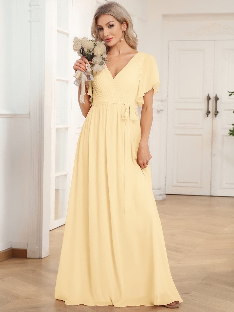 Elegantes schwarzes A-Linie Abendkleid, V-Ausschnitt, für Brautjungfern & Hochzeiten.