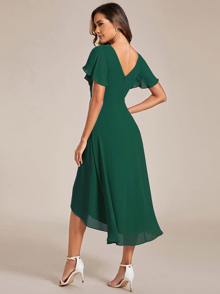 Koralle Vokuhila Abendkleid für Damen, elegant & festlich für Hochzeiten oder besondere Anlässe.