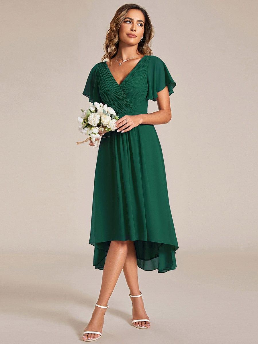 Violettes Vokuhila Abendkleid für Damen, elegant & festlich für Hochzeiten oder besondere Anlässe.