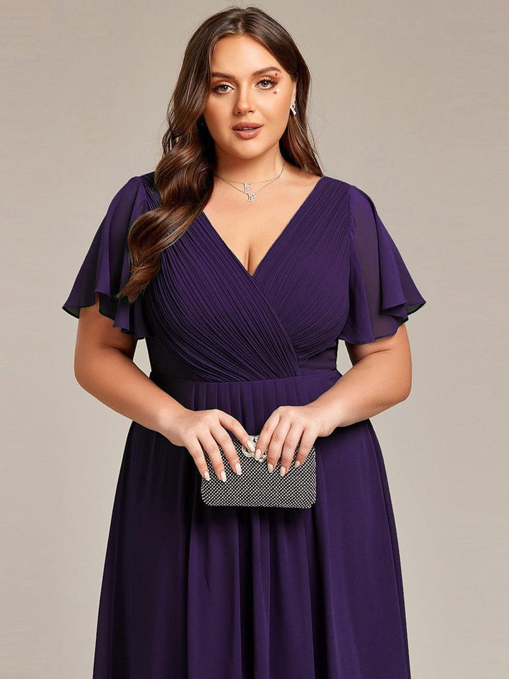 Stilvolles Marineblaues Damen Abendkleid, Vokuhila-Design, A-Linie, Midi-Länge; glamourös für Feste.