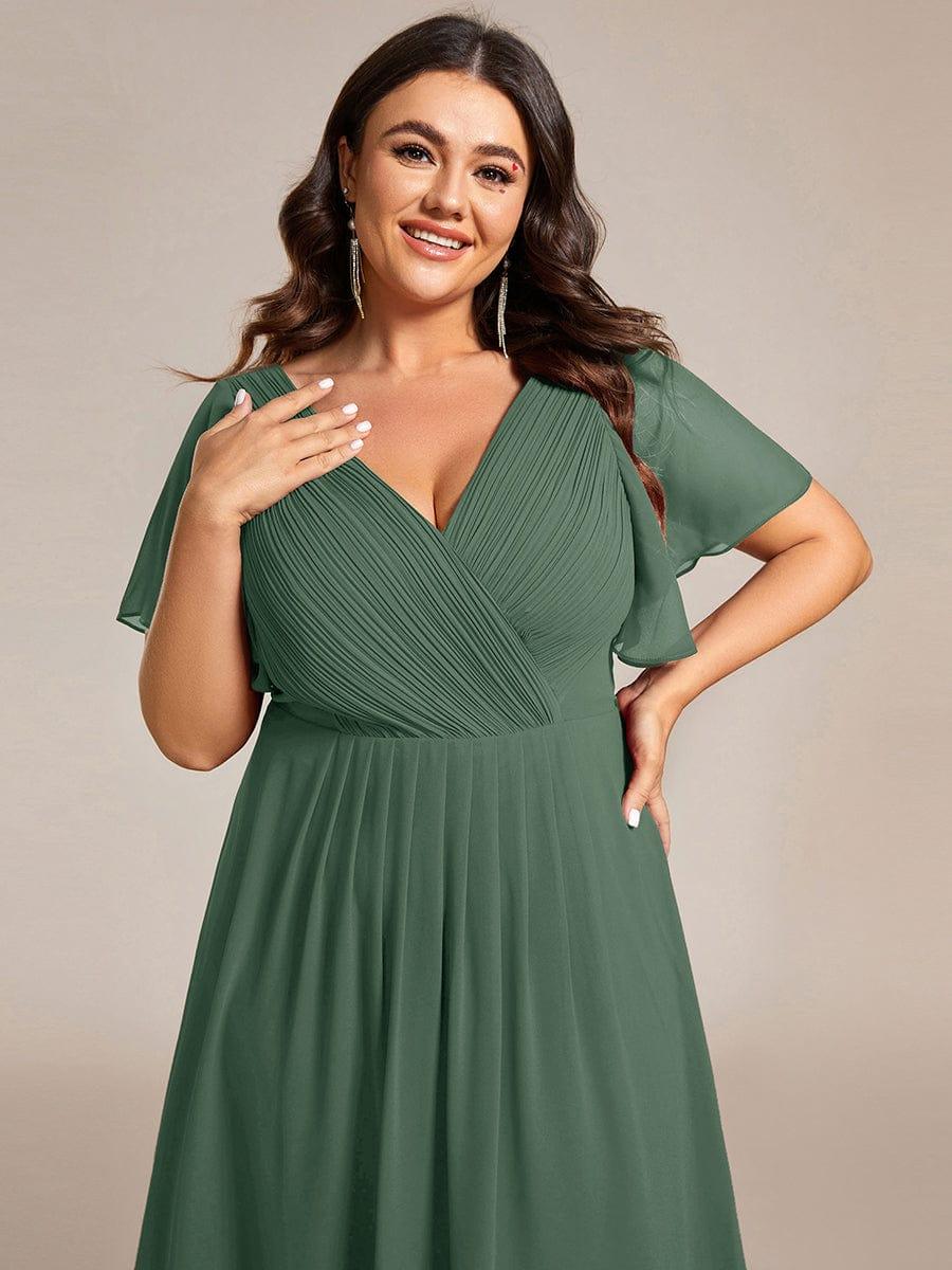 Glamouröses Anthrazit Vokuhila Abendkleid, figurschmeichelnde A-Linie und Empire-Taille; festlich.