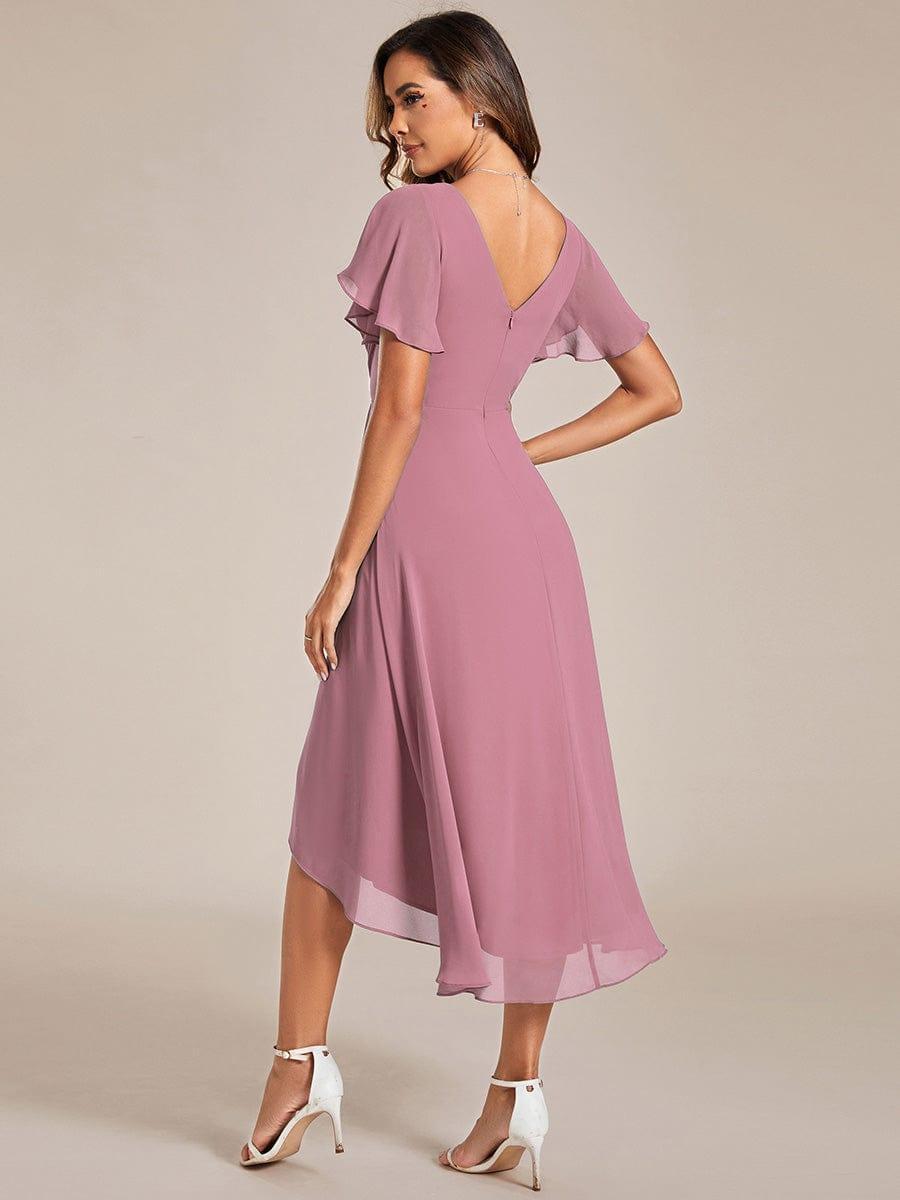 Festliches Goldenes Partykleid im Vokuhila-Schnitt, Empire-Taille, A-Linie; perfekt für Anlässe.