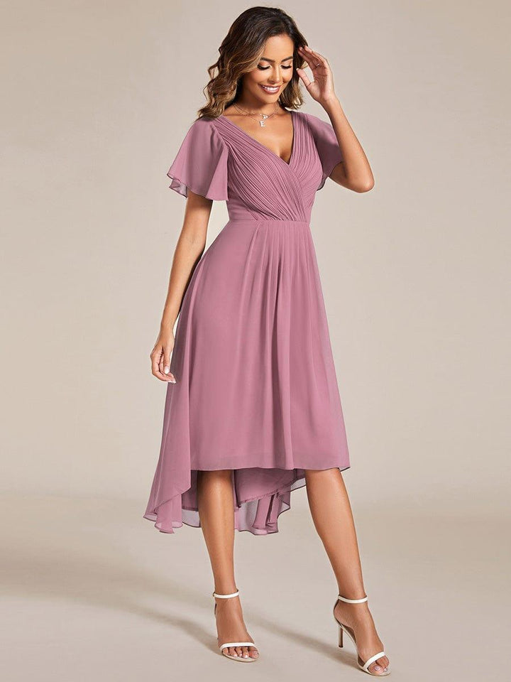 Festliches Mintgrünes Partykleid im Vokuhila-Schnitt, Empire-Taille, A-Linie; perfekt für Anlässe.