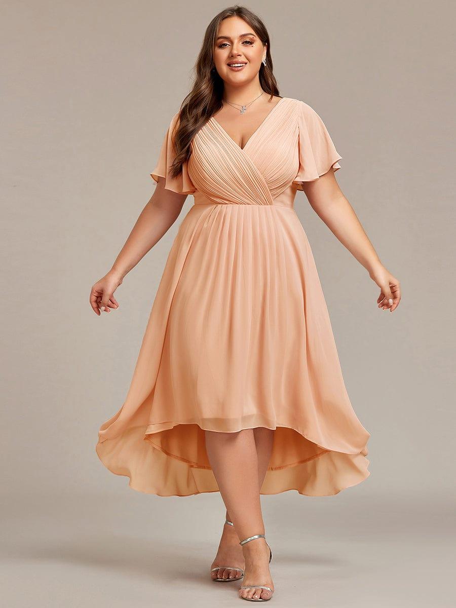 Glamouröses Petrolfarbenes Vokuhila Abendkleid, figurschmeichelnde A-Linie und Empire-Taille; festlich.