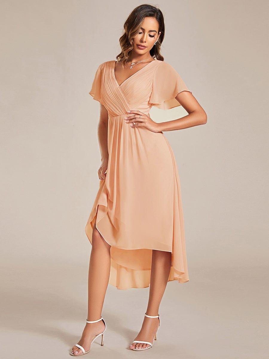 Glamouröses Mintgrünes Vokuhila Abendkleid, figurschmeichelnde A-Linie und Empire-Taille; festlich.