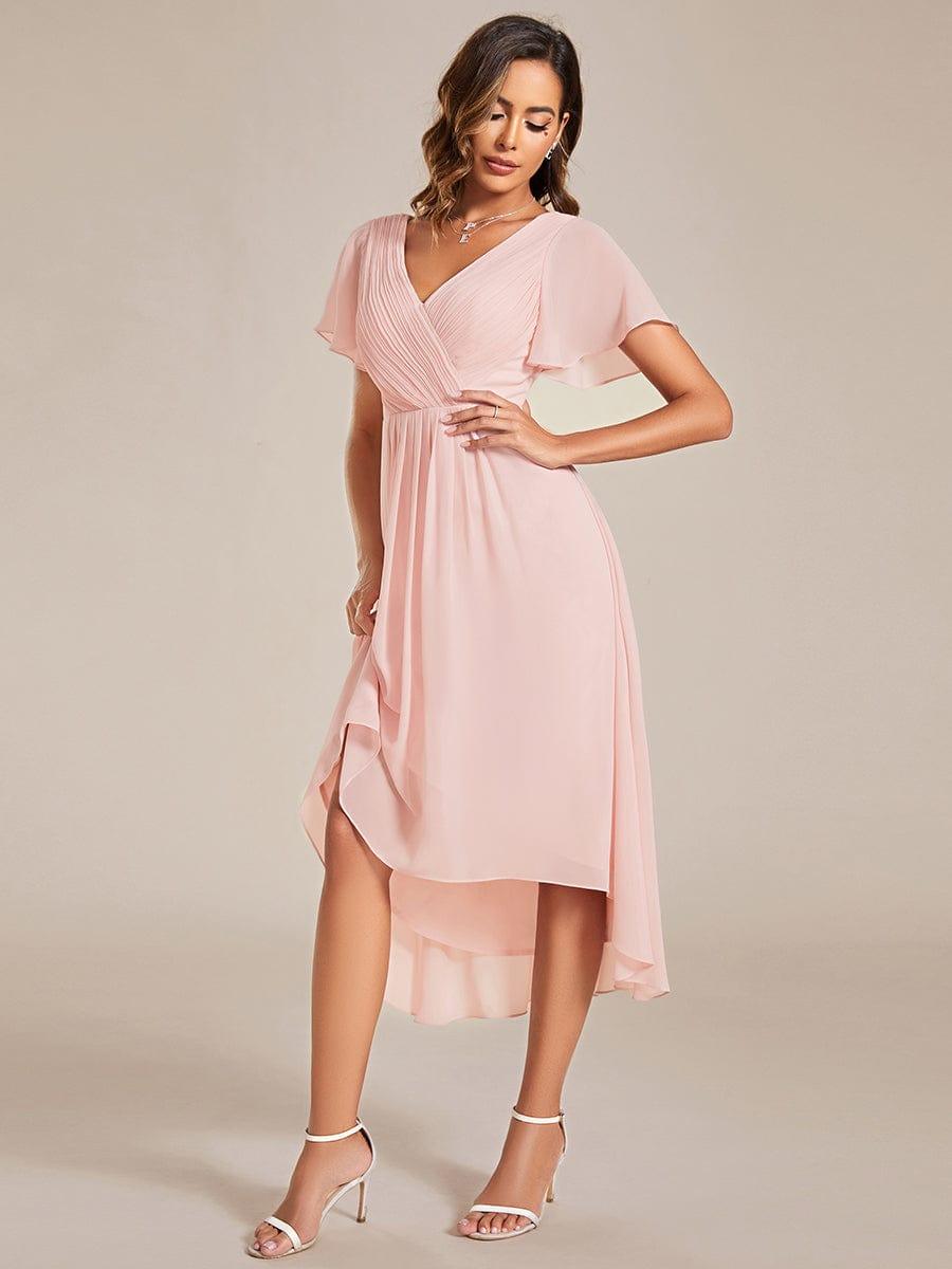Magenta Vokuhila Abendkleid für Damen, elegant & festlich für Hochzeiten oder besondere Anlässe.