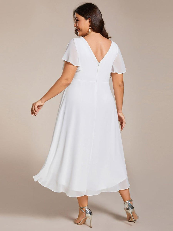 Festliches Anthrazit Partykleid im Vokuhila-Schnitt, Empire-Taille, A-Linie; perfekt für Anlässe.