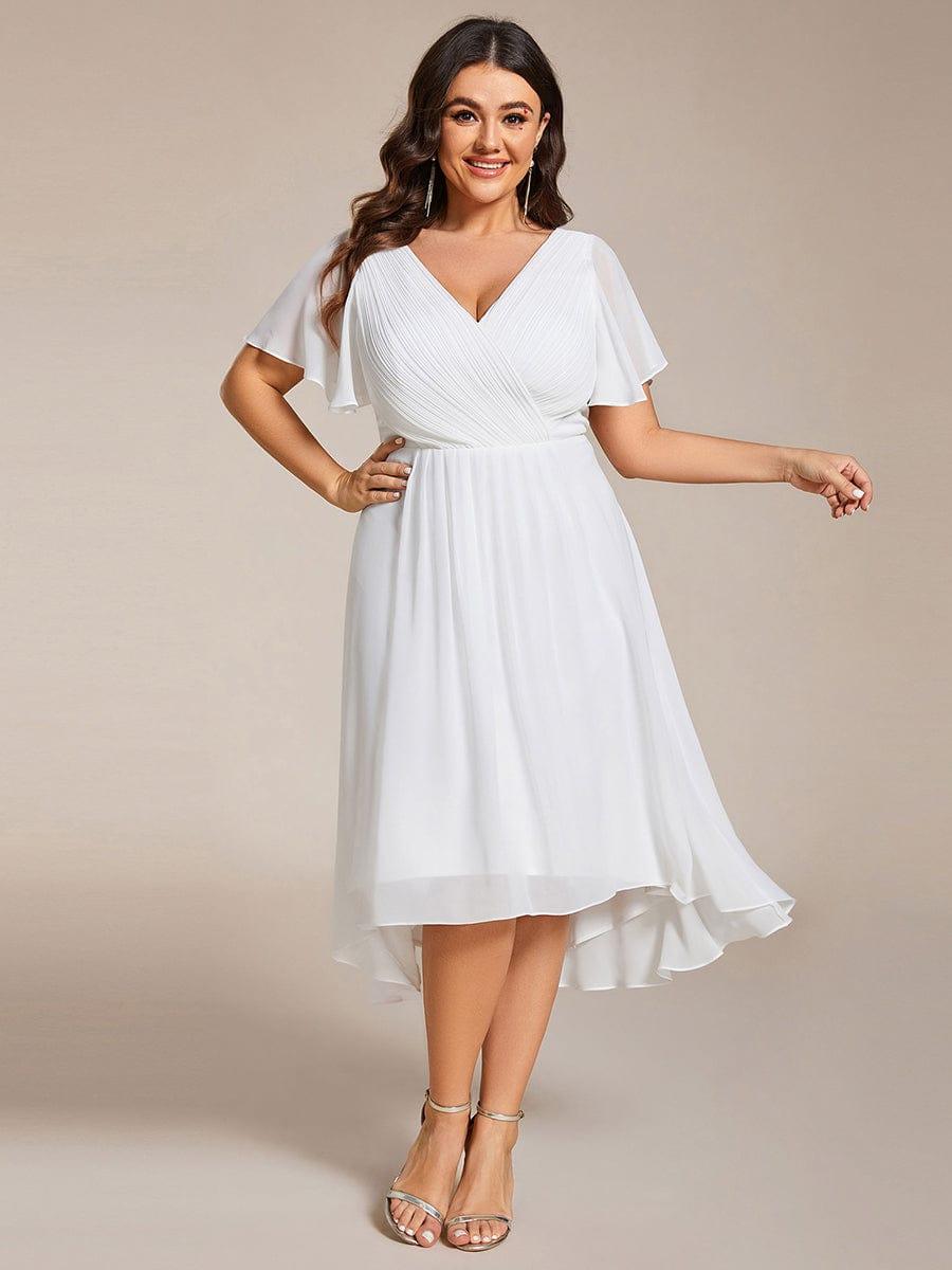 Festliches Marineblaues Partykleid im Vokuhila-Schnitt, Empire-Taille, A-Linie; perfekt für Anlässe.