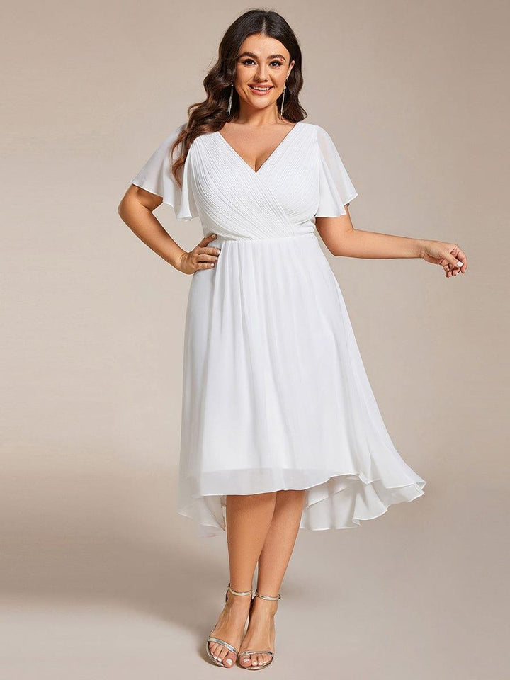 Festliches Marineblaues Partykleid im Vokuhila-Schnitt, Empire-Taille, A-Linie; perfekt für Anlässe.