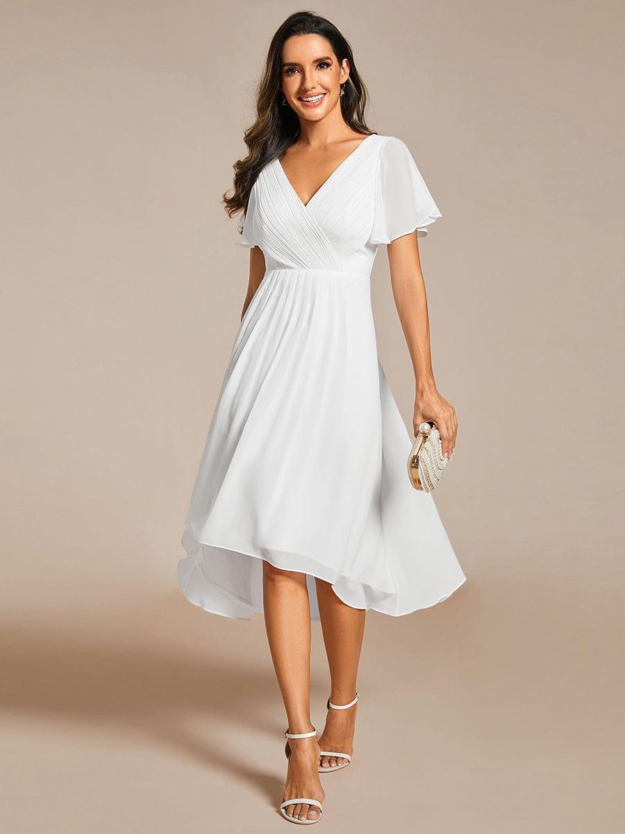 Festliches Petrolfarbenes Partykleid im Vokuhila-Schnitt, Empire-Taille, A-Linie; perfekt für Anlässe.