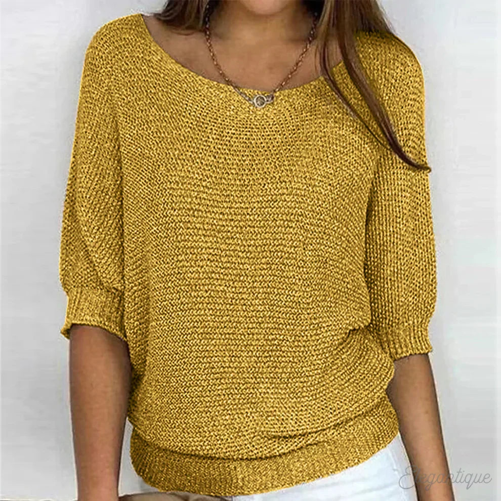 Hochwertiger Damenpullover mit einzigartigem Cross-Knit, trendige Damenmode für Herbst & Winter.