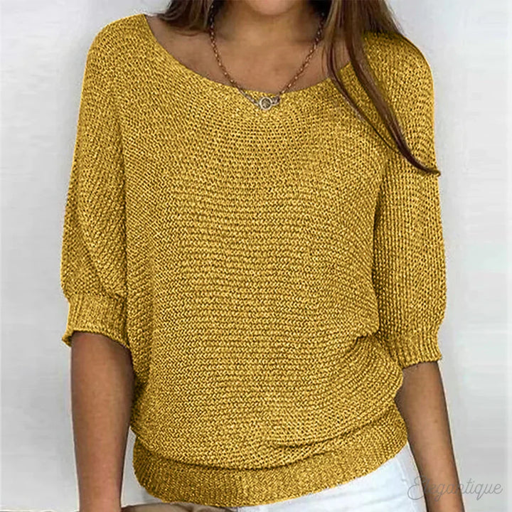 Hochwertiger Damenpullover mit einzigartigem Cross-Knit, trendige Damenmode für Herbst & Winter.