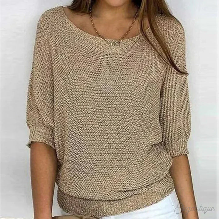 Damen Eleganter Cross-Knit Pullover für stilvolle Herbst- und Wintermode. Bequem & modisch.