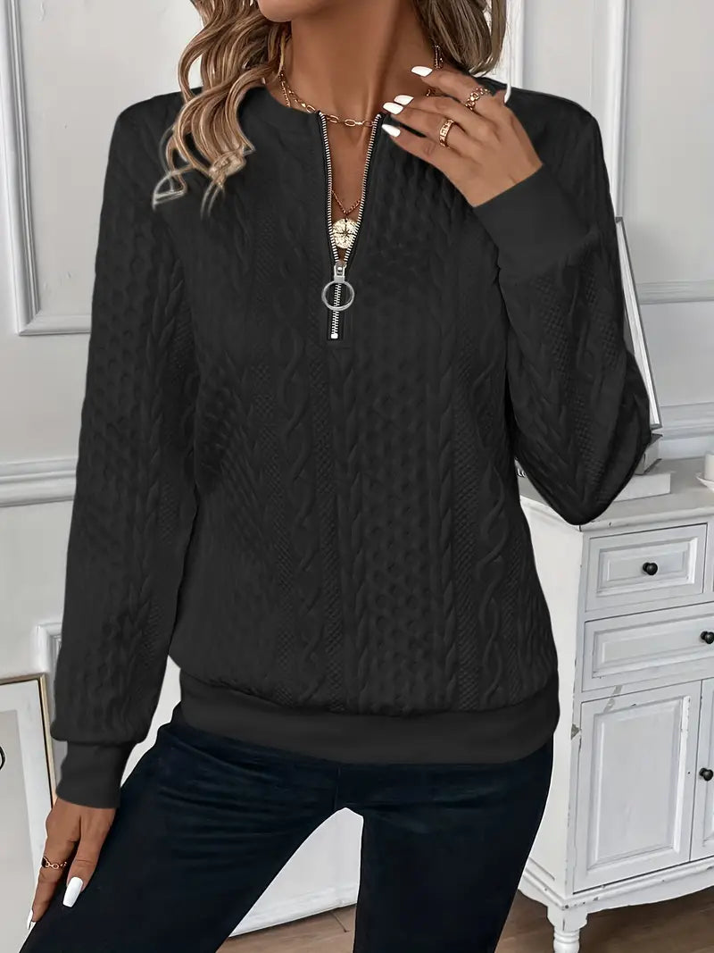 Warmer Damen Reißverschluss-Pullover, das perfekte Oberteil für kühle Tage.