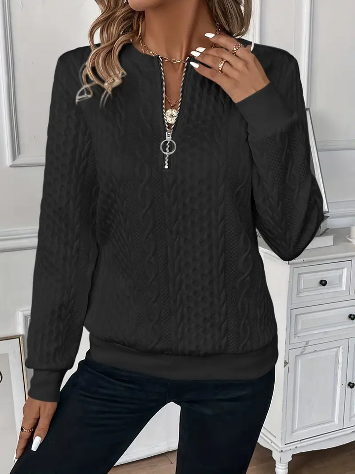 Warmer Damen Reißverschluss-Pullover, das perfekte Oberteil für kühle Tage.