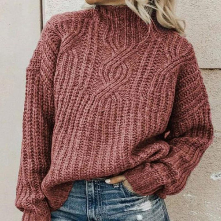 Damen Langarmpullover aus elegantem Strick. Ein komfortabler Winterpullover, ideal als stilvolles Oberteil für Frauen.