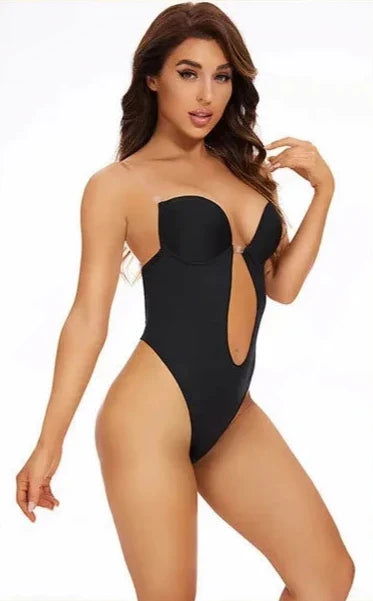 Eleganter Damen Shapewear Body mit tiefem Rückenausschnitt, figurenformend für festliche Anlässe.