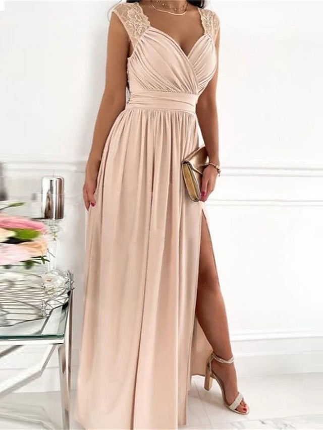 Elegantes langes Damenkleid, vielseitig als Abend-, Party- oder Cocktailkleid.