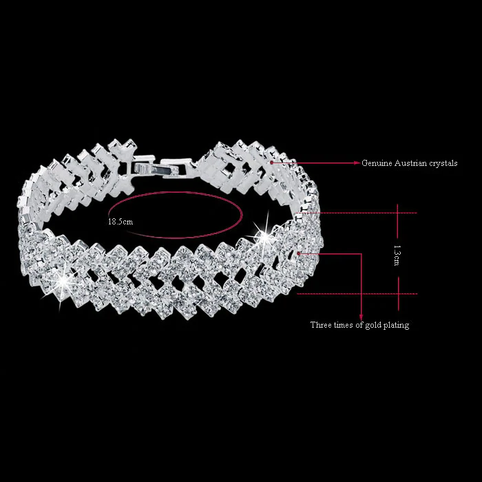 Exquisites Damen Armband mit schillernden Kristall-Charms, ein edles Geschenk für jede Frau. Aus Zinklegierung.