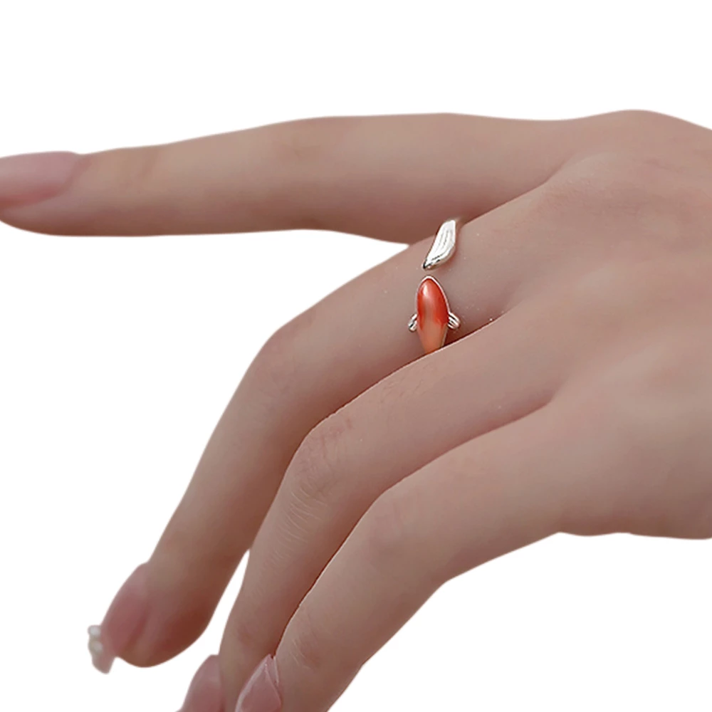 Statement Ring Koi: Unisex Statement-Ring Roter Koi, edler Silberschmuck als Glückssymbol für Erfolg & Wohlstand.