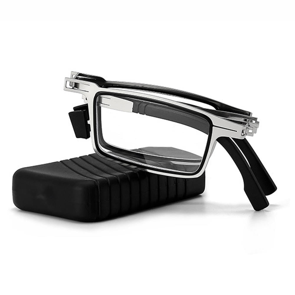 Kompakte Reise-Lesebrille mit faltbarem Design und stabilem Schutzetui. Kratzfeste Gläser für klare Sicht.