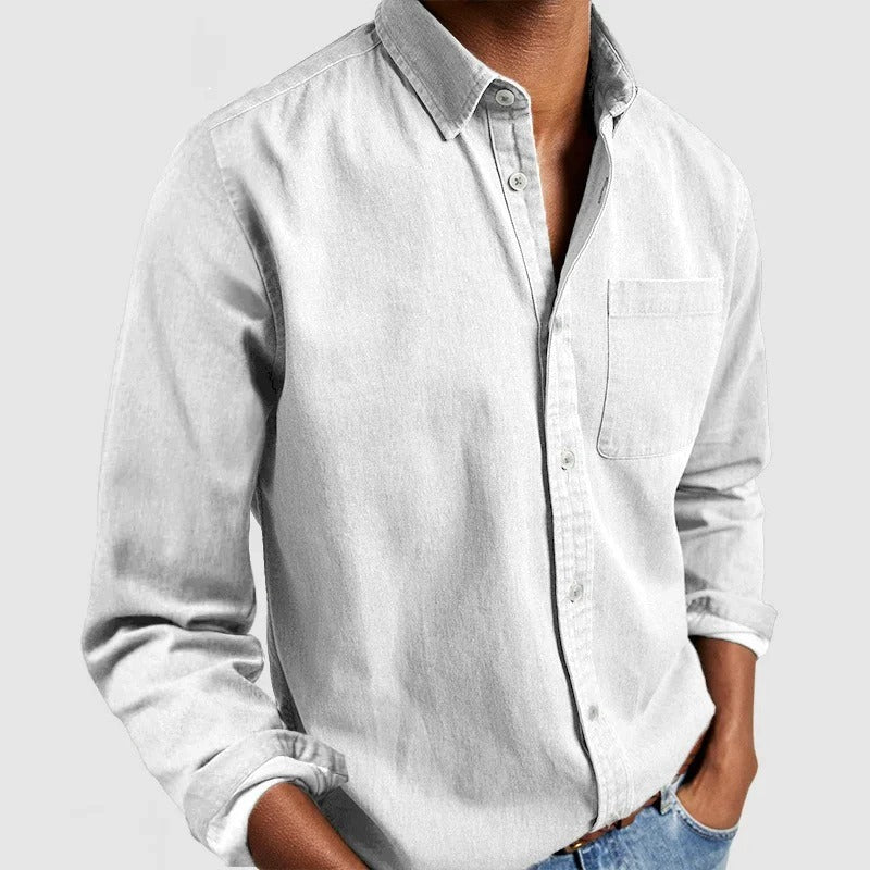 Modernes Herren Langarmhemd mit Reverskragen. Elegant & komfortabel für Business und Freizeitoutfits.